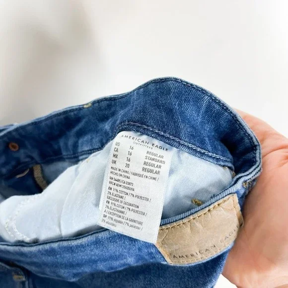 American Eagle Curvy Hi-Rise Skinny Fit Jeans Women's Blue Stretch Denim Size 16 - Picture 7 of 8